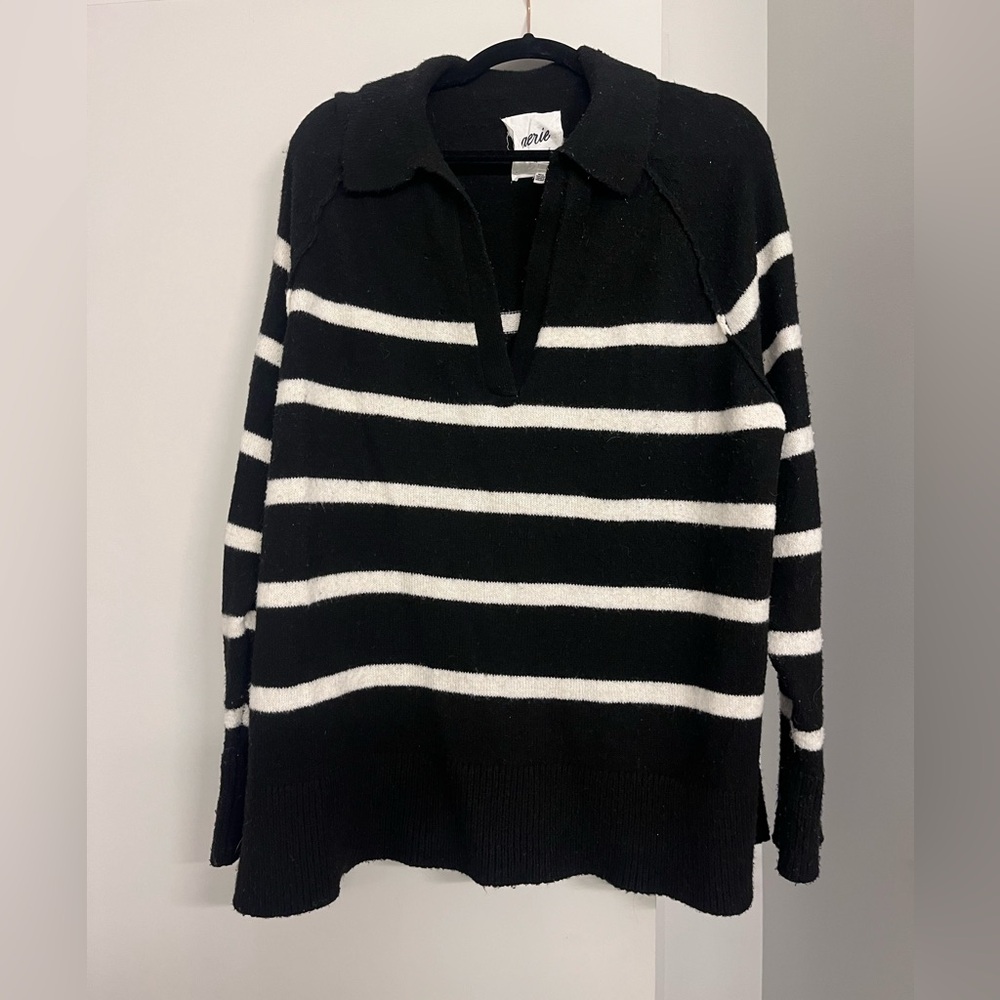 Aerie Black and White Striped Sweater